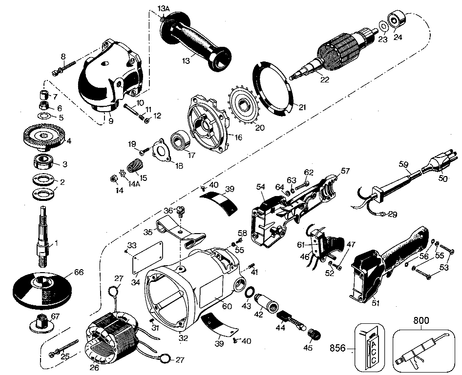 Default Diagram and Parts List for B6112 Type 1 Black and Decker Sander Polisher